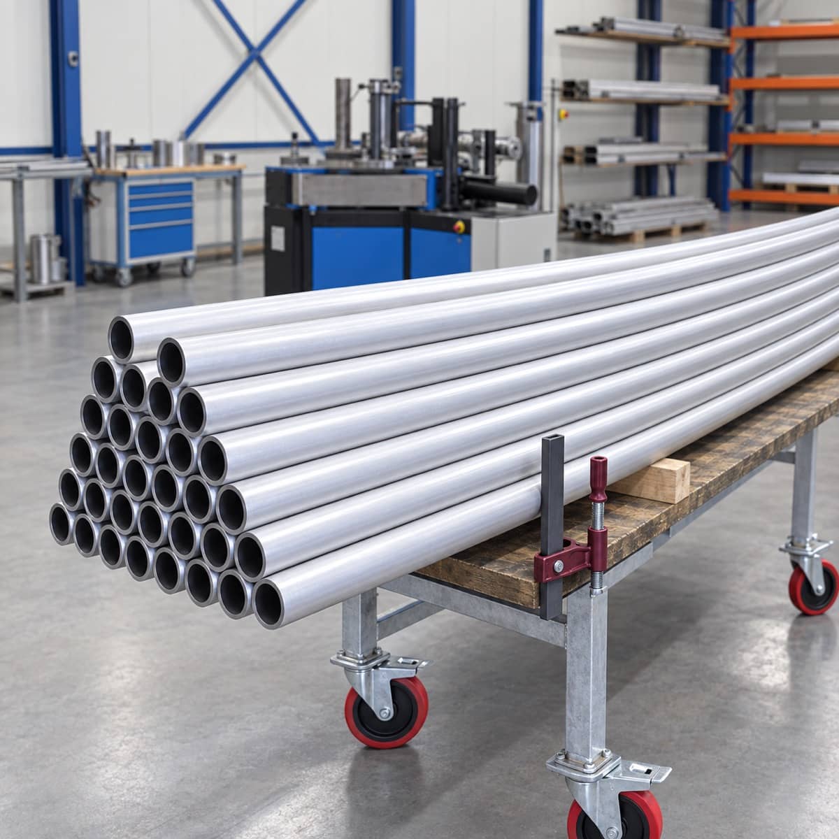 Gebogen aluminium profielen op transportkar