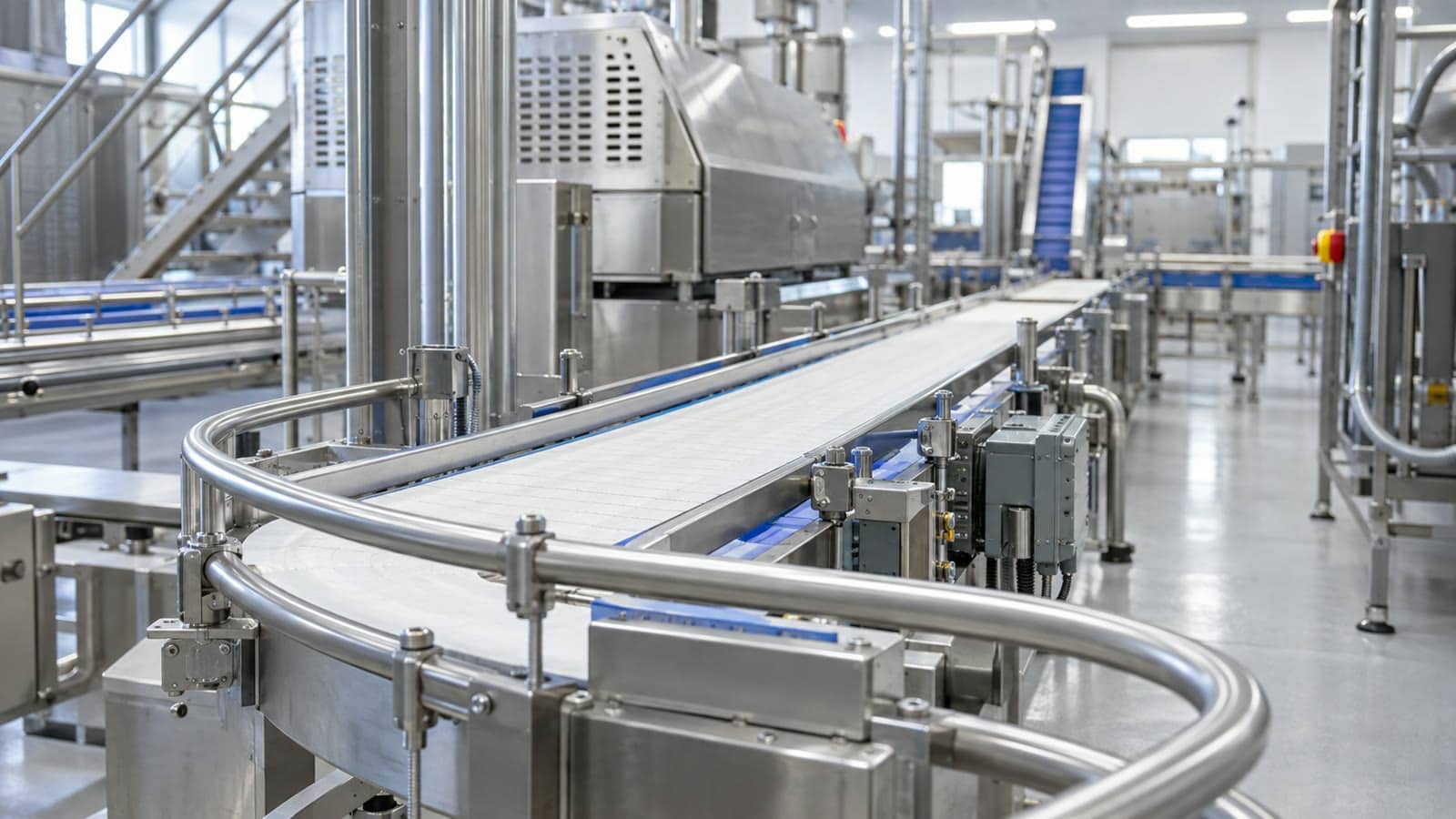 RVS buigwerk in een voedingsindustrie productielijn